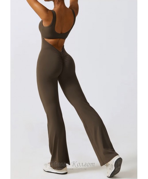 Гладкий комбінізон клеш Leggings Body Crop T-shirt model 89